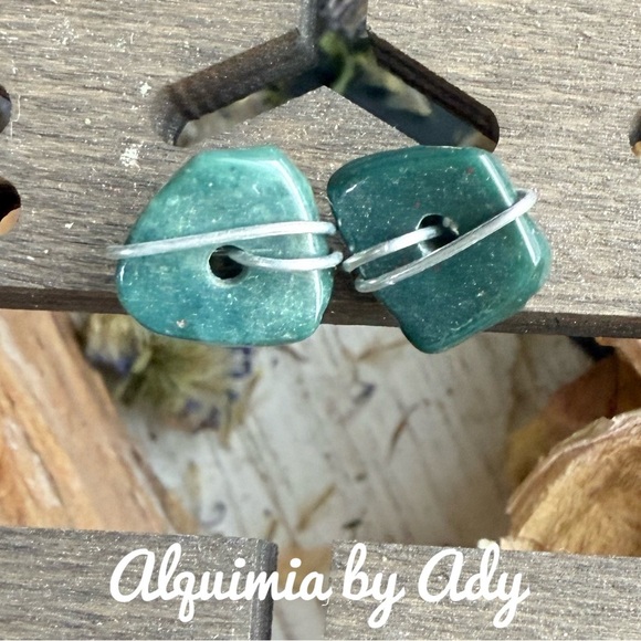 Alquimia Teal Wire Wrapped Earrings - Picture 1 of 1